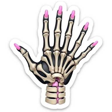 skeleton hand with long pink nails (5 fingers) sticker