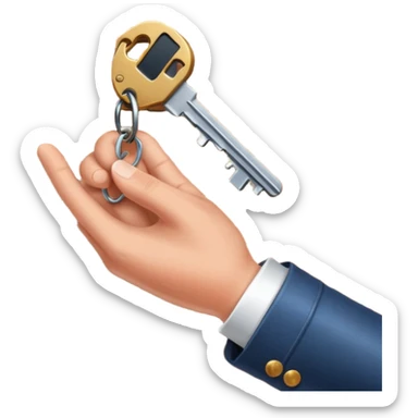 emoji de mano sujetando unas llaves con el fondo de un departamento sticker