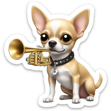 chihuahua qui joue de la trompette sticker