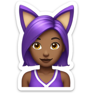 Cheerleader purple girl with cat ears and a tail sticker