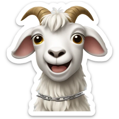 a goat singing with chains and a microphone sticker