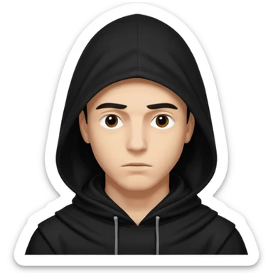 Un joven con una capucha negra que solo le deje ver los ojos y cejas sticker
