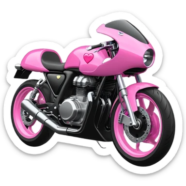 moto sportiva con un cuore rosa fluorescente che sfuma verso il nero sticker