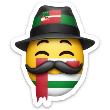  emoji biting lips with hat with hungarian flag on the hat sticker