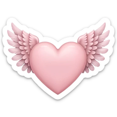 a soft pink heart with wings sticker