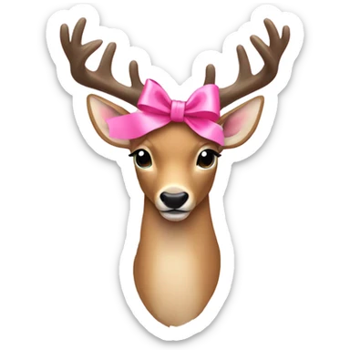 deer with a pink bow around it sticker