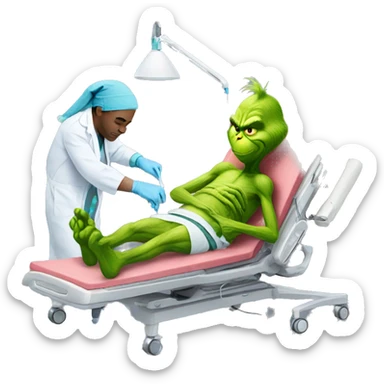 The grinch getting knee surgery sticker