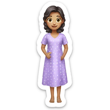 A girl with lavender kurti white spots saying bye sticker