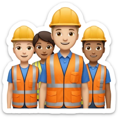 group of multiracial railway engineer standing sticker
