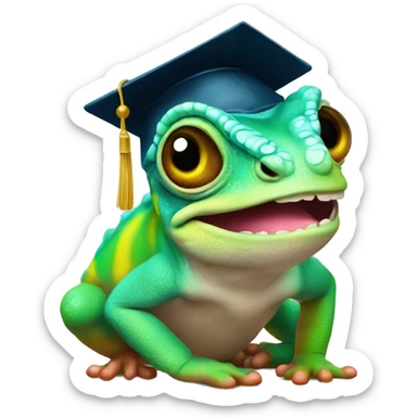 cuty chameleon with mortarboard sticker