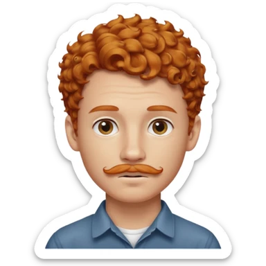 im short curly ginger haired young guy and also have earring on my left ear also have clean moustaches  sticker