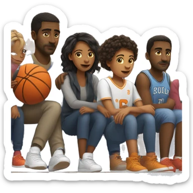 Family at basketball game sticker