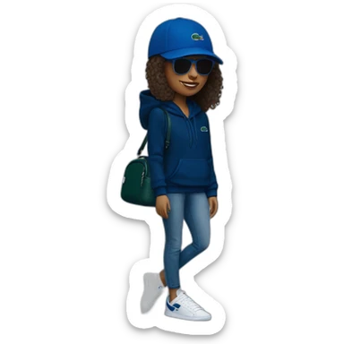 Lacoste bag girl with black lacoste hoodie e and blue oakley sportive sunglass  sticker