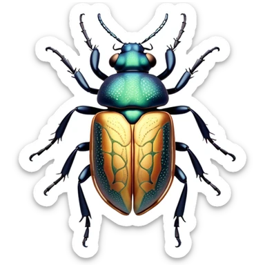 Beautiful and Majestic Beetle Portrait Emoji, Head and body rendered in serene repose with a gentle, content smile, showcasing a robust, intricately patterned exoskeleton with softly closed eyes in tranquil slumber, Simplified yet exquisitely endearing features, highly detailed, glowing with a soft, drowsy metallic light, high shine, relaxed and utterly noble, stylized with an air of timeless natural grandeur, soft glowing outline, capturing the essence of a beautiful and majestic beetle that embodies the refined strength of nature! sticker