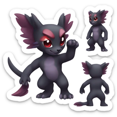 Cute cool dark black red purple animal hybrid Fakemon full body sticker