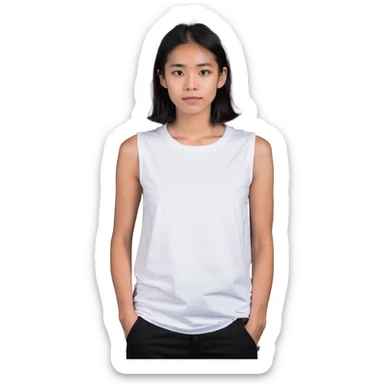 white sleeveless T-shirt sticker