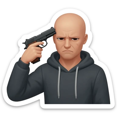 an emoji holding a gun to its head sticker