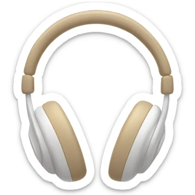 White headphones with beige ear pieces sticker