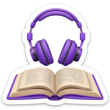 purple open storybook with purple headphones on top sticker