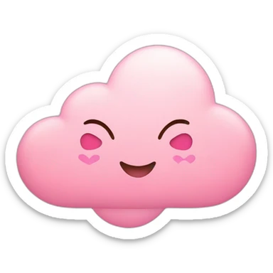 Pink cloud with lots of hearts and happy face sticker