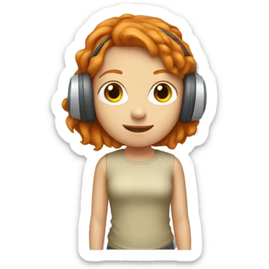 Ginger girl in headphones sticker