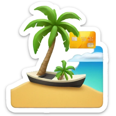 credit card with tropical island design sticker