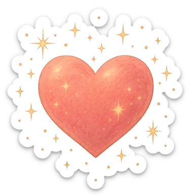 sparkling heart, ghibli style, no background sticker