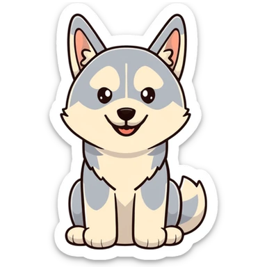 happy light cinnamon colored husky dog, pale tan sticker