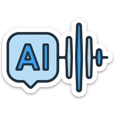 AI soundwave symbol, geometric, tech-inspired, blue and silver palette, clean lines sticker