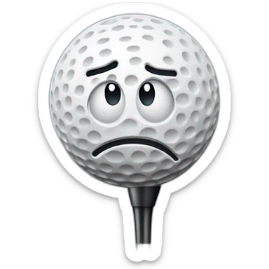 Sad Golf Emoji  Description A golf ball looking downhearted, perhaps sitting on a bunker with a droopy face and a tilted golf club. sticker