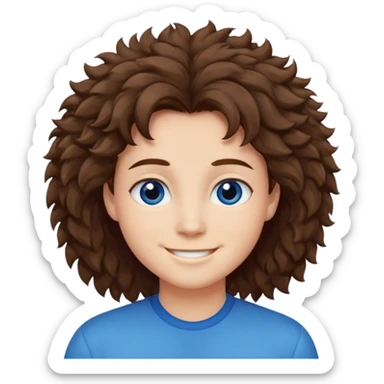 brown hair, blue eye, fluffy hair, textured lineup sticker