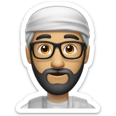 Young Arab man with a long beard and round glasses sticker