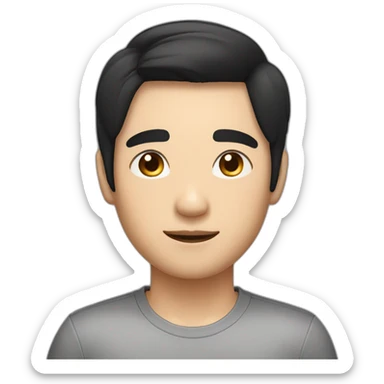 asian man with jet black hair sparkling eyes and rosy cheeks sticker