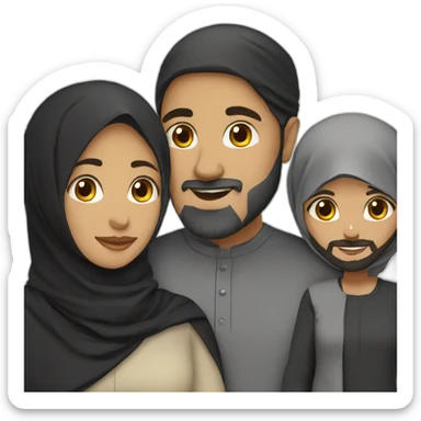 Muslim couple with husband bearded and wife wearing black hijab sticker