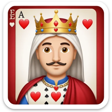 white arab man as king of hearts playing card, emoji style sticker
