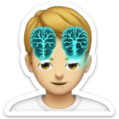 x ray of boy and his brain sticker
