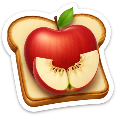 toast with apple slices on top, simple and bold sticker