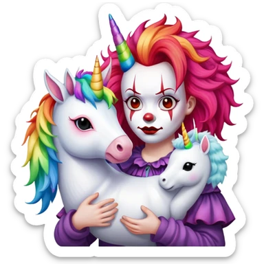 Pennywise with a unicorn plushie sticker