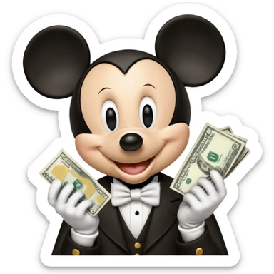 mickey mouse  with cash  sticker