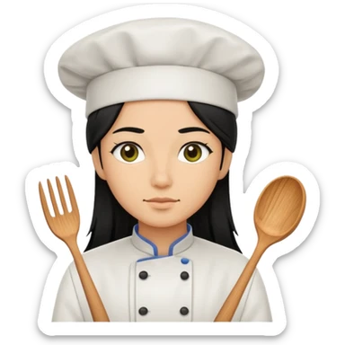 Chef pelinegra pelo largo y liso sticker
