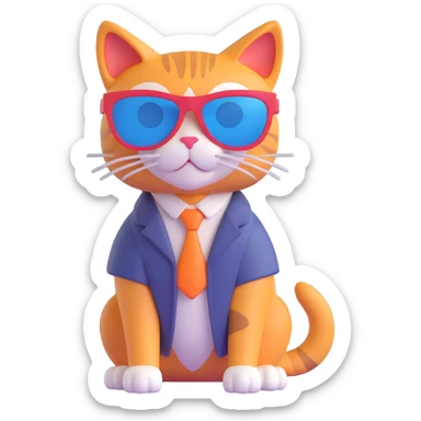 stylish cat in sunglasses with confident pose sticker