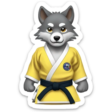 Wolf Wearing Jiu-Jitsu gi sticker