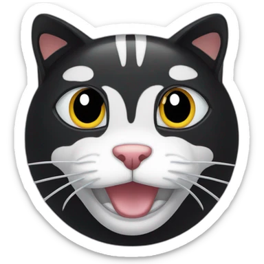 Black cat with a white stripe in the center of his face sticker