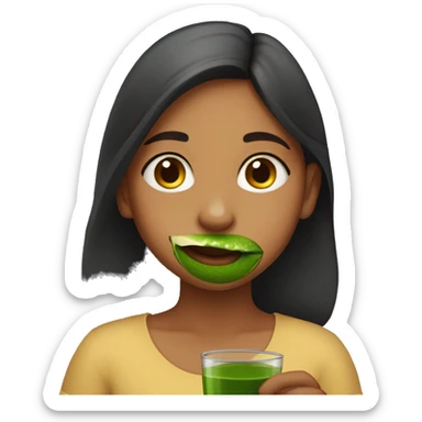 INDIAN YOUNG GIRL DRINKING MACHA sticker