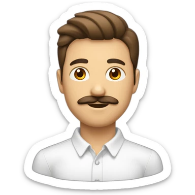 Homme blanc brun avec des cheveux court plaqués à droite et une moustache de petite longueur sticker