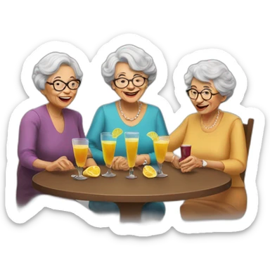 Three grandmothers drinks a glass of vine sticker