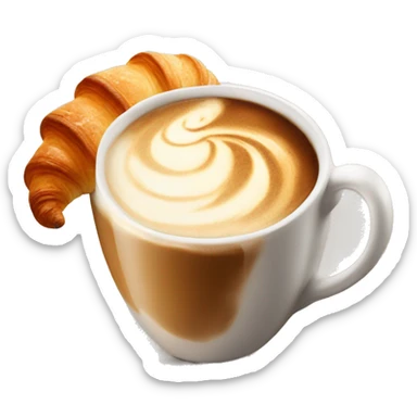Cup of cappuccino with croissant sticker