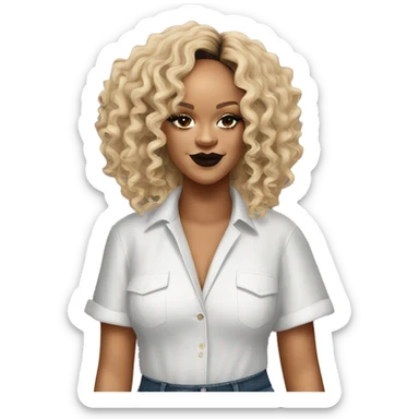 Create Rihanna with abun with curly hair  sticker