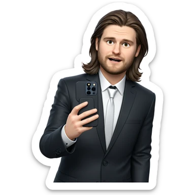 formal selfie in black suit sticker