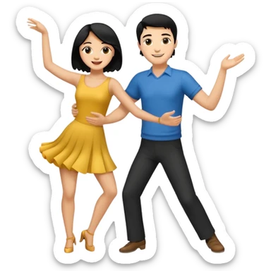 couple dancing full body man black hair sticker